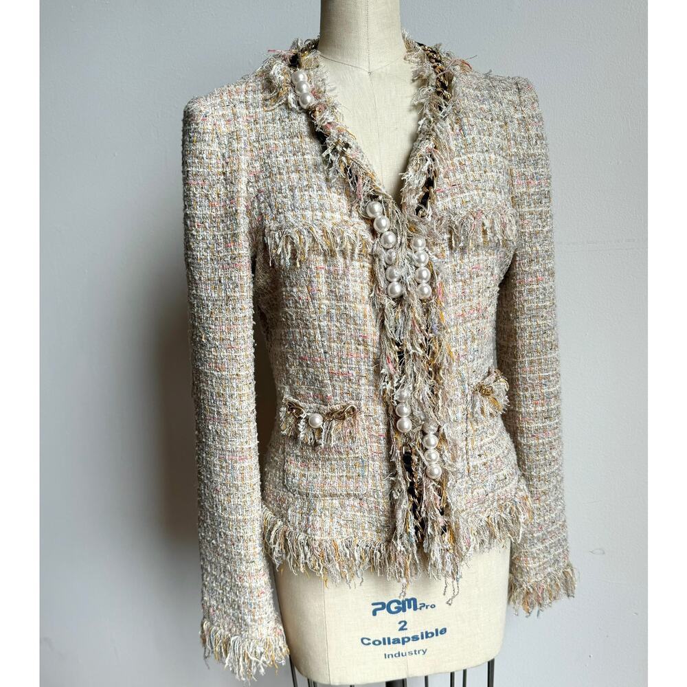 MCGINN FOR NORDSTROM 'Elizabeth' Pastel Tweed Boucle Blazer - Picture 3 of 10